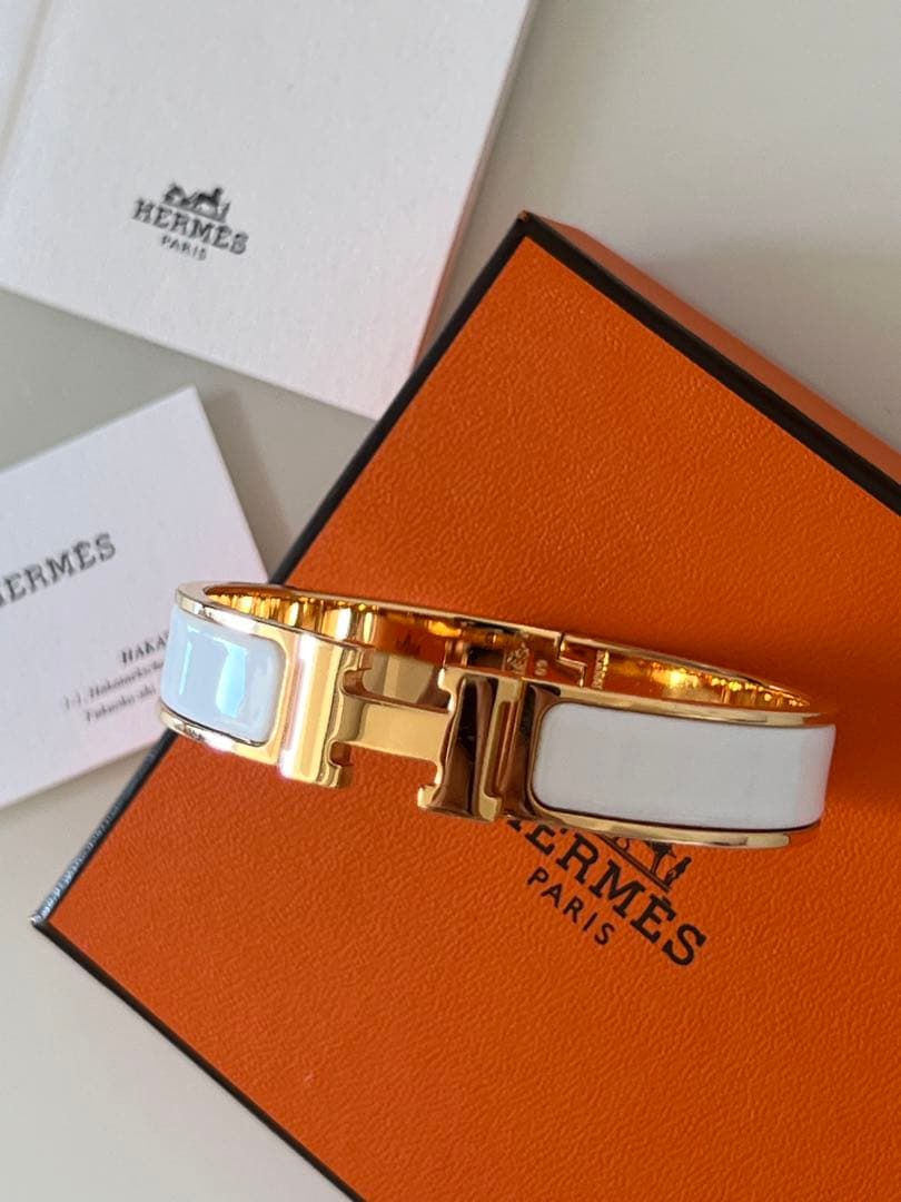 HERMES エルメス クリックH PMバングル ホワイト・ゴールド