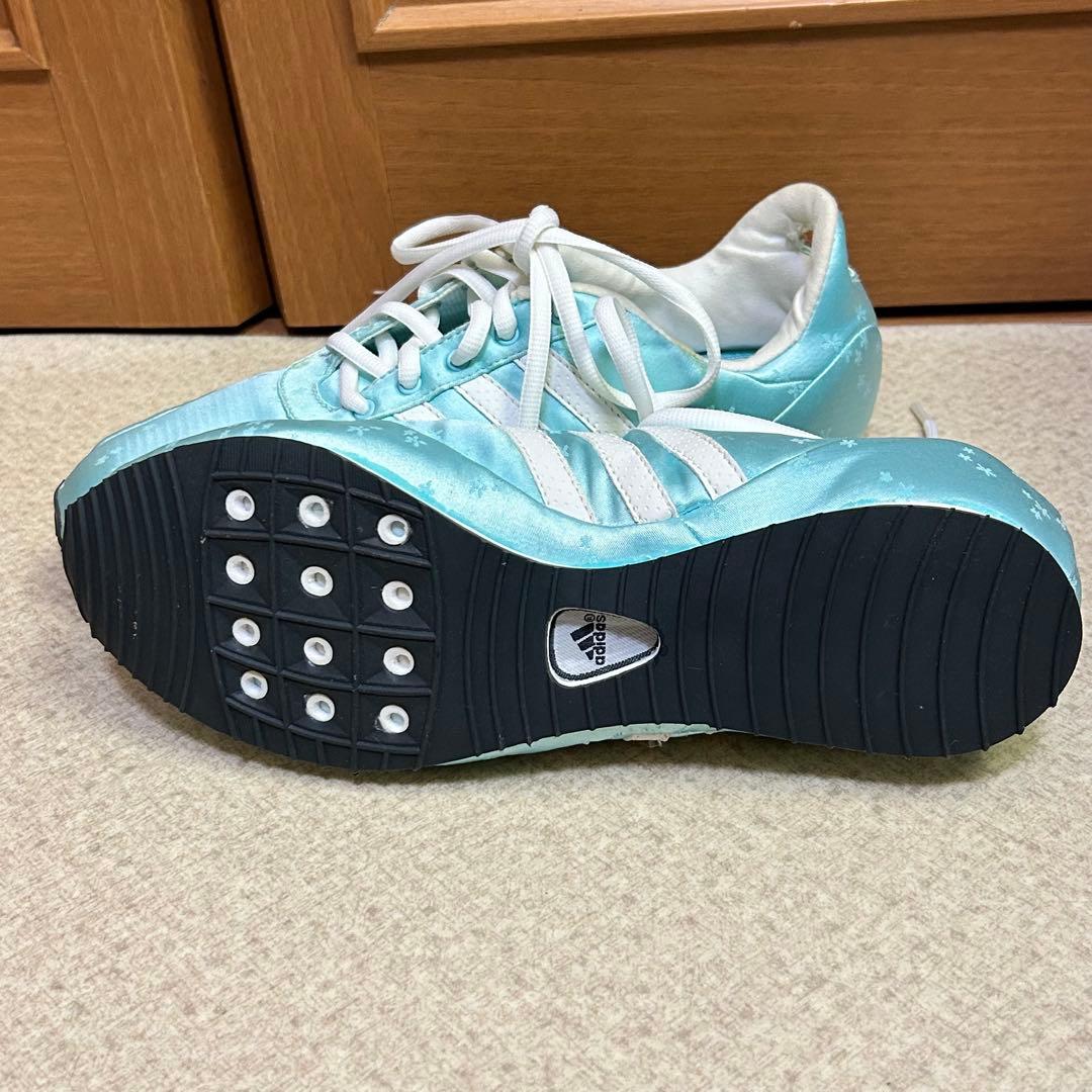 アディダススニーカー　24.5cm ブルー　サクラ柄