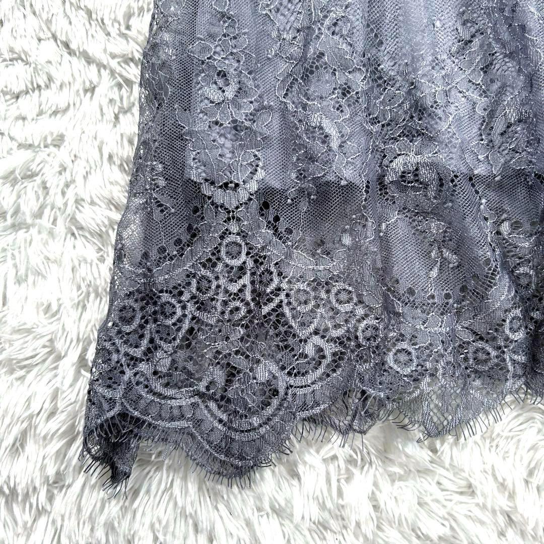 【新品】　GIRL　ランタンスリーブ　ロングワンピース　ドレス　ブルーグレー　L