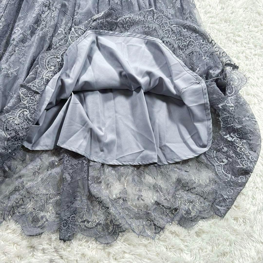 【新品】　GIRL　ランタンスリーブ　ロングワンピース　ドレス　ブルーグレー　L