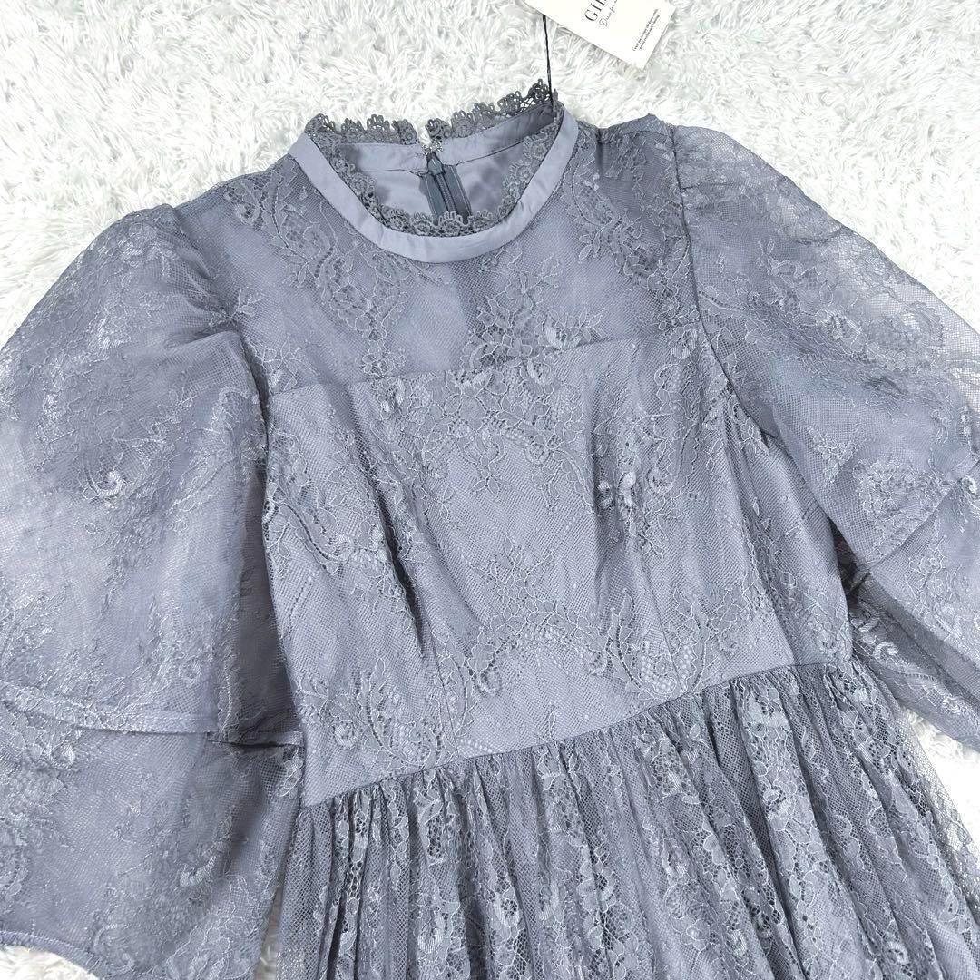 【新品】　GIRL　ランタンスリーブ　ロングワンピース　ドレス　ブルーグレー　L