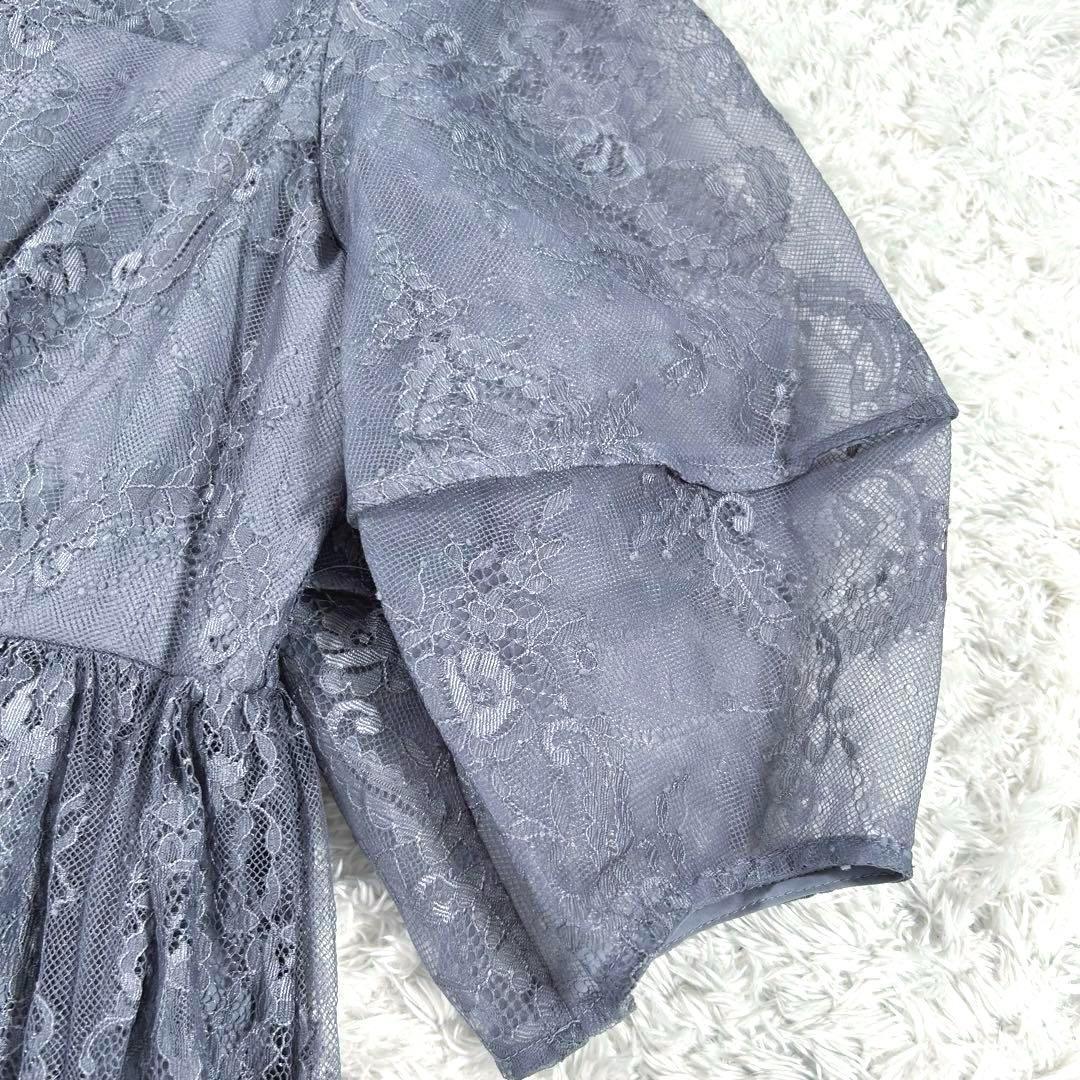 【新品】　GIRL　ランタンスリーブ　ロングワンピース　ドレス　ブルーグレー　L