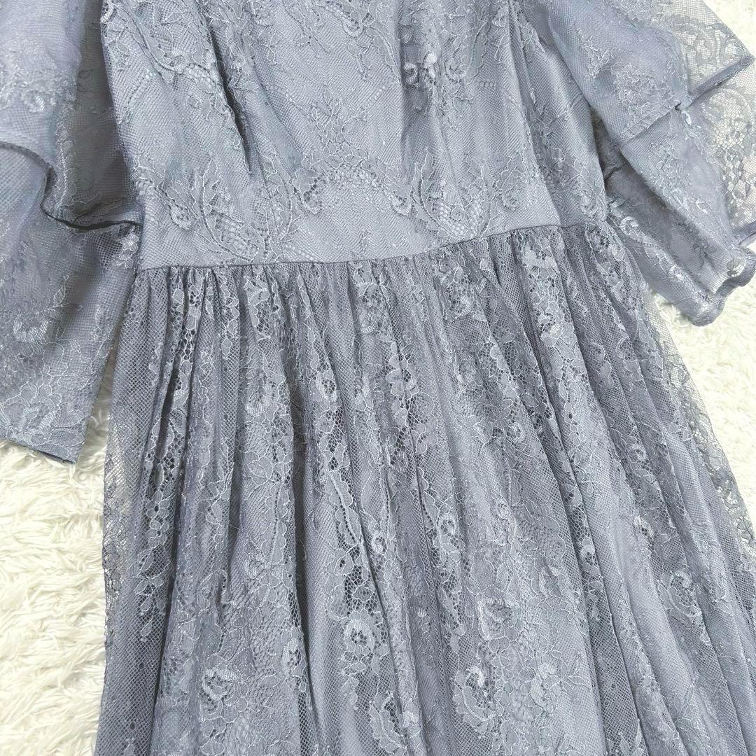 【新品】　GIRL　ランタンスリーブ　ロングワンピース　ドレス　ブルーグレー　L