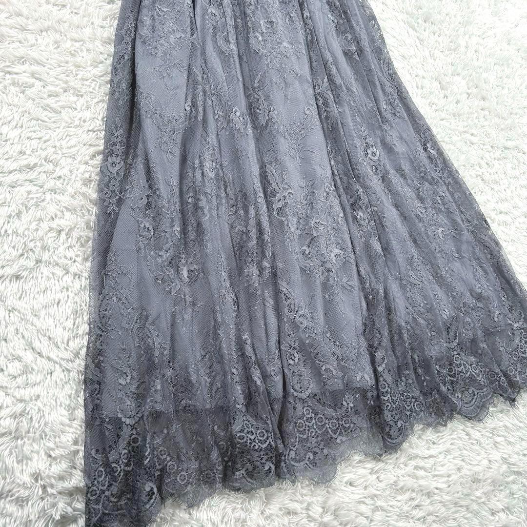 【新品】　GIRL　ランタンスリーブ　ロングワンピース　ドレス　ブルーグレー　L