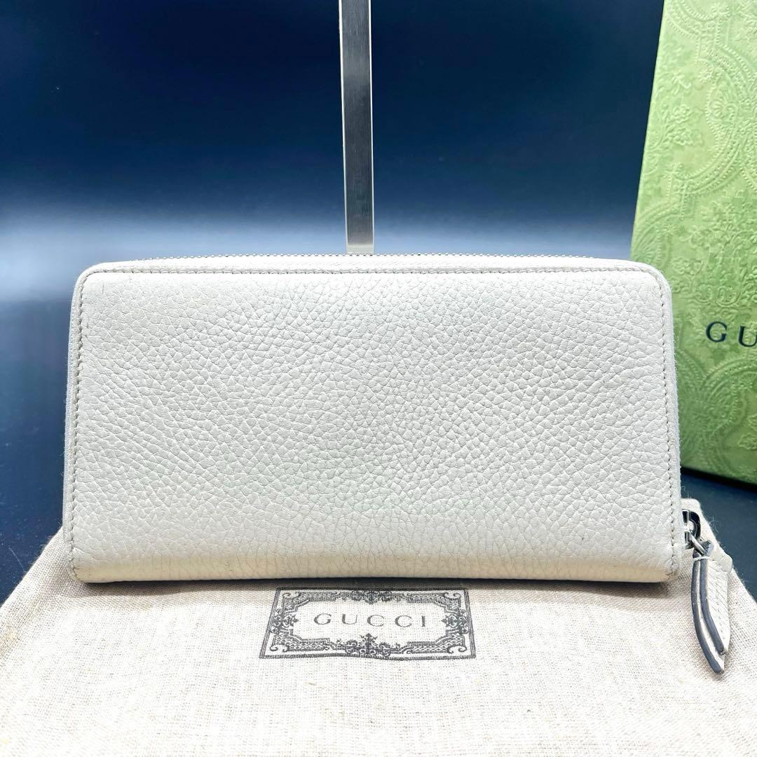 ゆぅ様 現行/付属品有✨グッチ 長財布 ラウンドファスナー マーモント 白