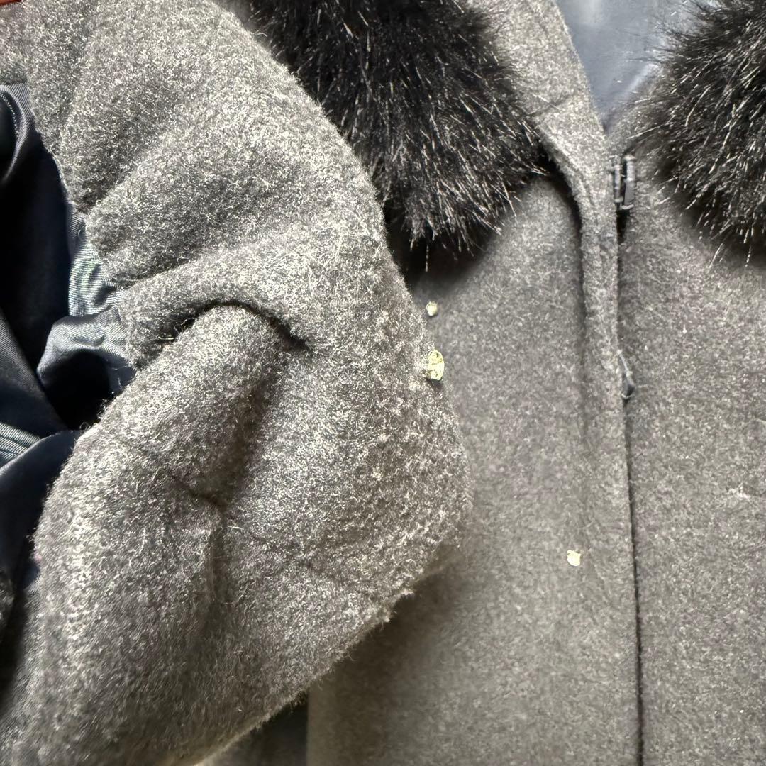 ナイスクラップ ♡ フードフェイクファービジューミドルコート