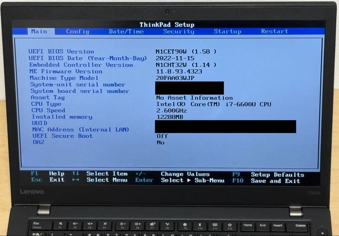 Windowsノート本体 ThinkPad T460s (i7/12GB/256GB/FHD)