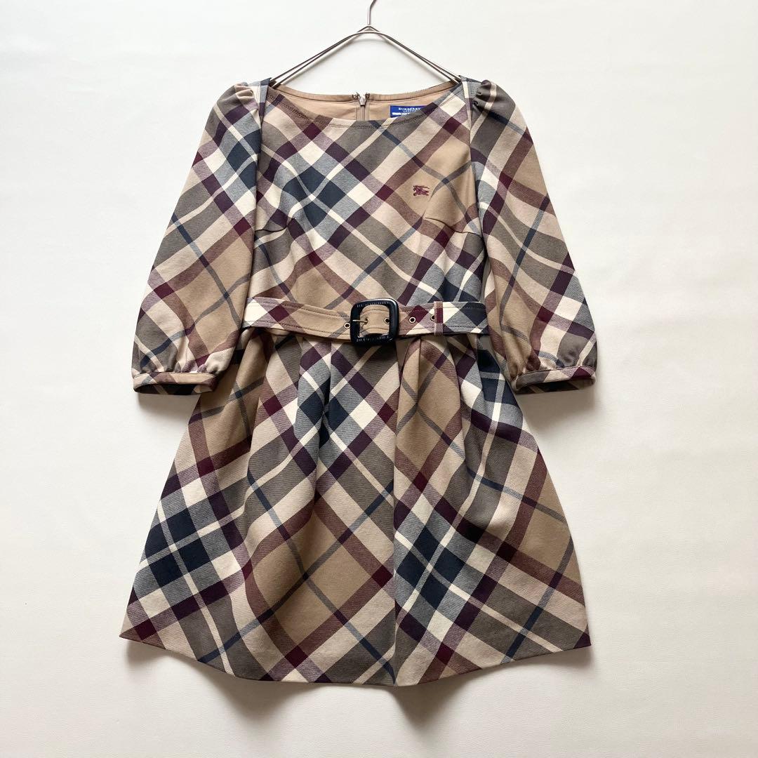 美品　バーバリーブルーレーベル　フレアワンピース　ノバチェック　36
