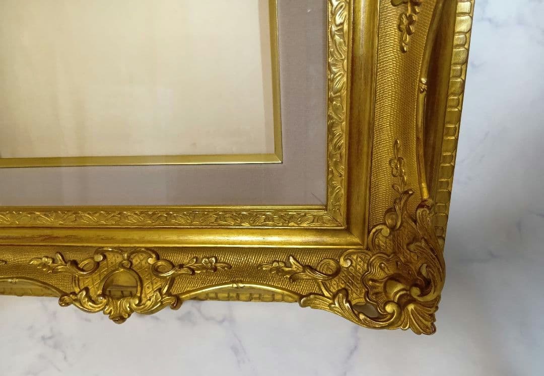 大型　額縁　油彩　水彩　ゴールド　アンティーク　ビンテージ　ガラス入　フレーム