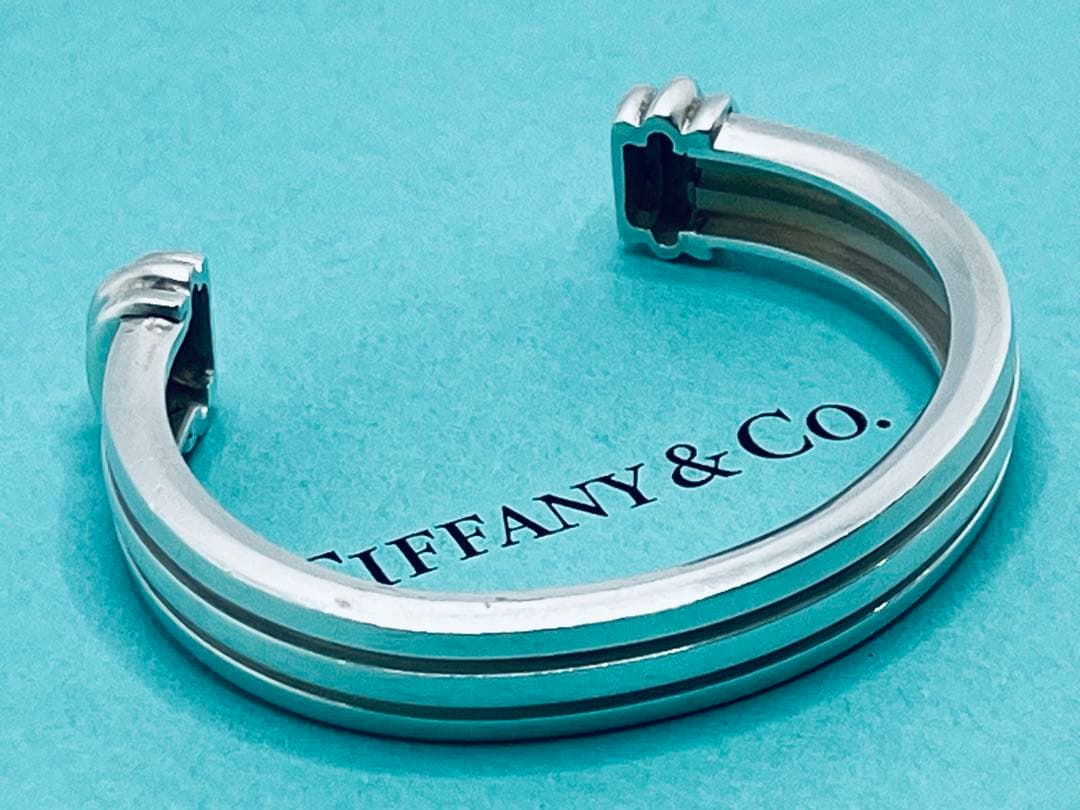 h587 希少　ヴィンテージ　ティファニー　1995 グルーブド　バングル925