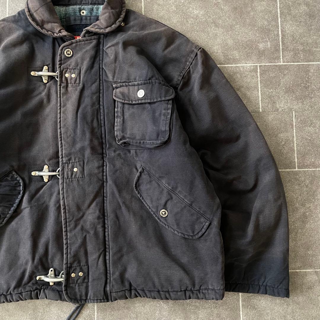 90's ヴィンテージ ダック ファイヤーマンジャケット 短丈 茄子紺 L
