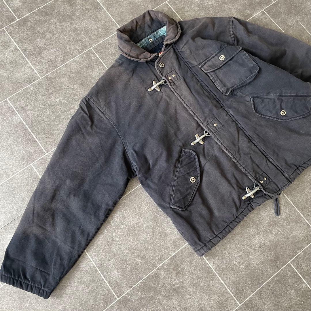 90's ヴィンテージ ダック ファイヤーマンジャケット 短丈 茄子紺 L