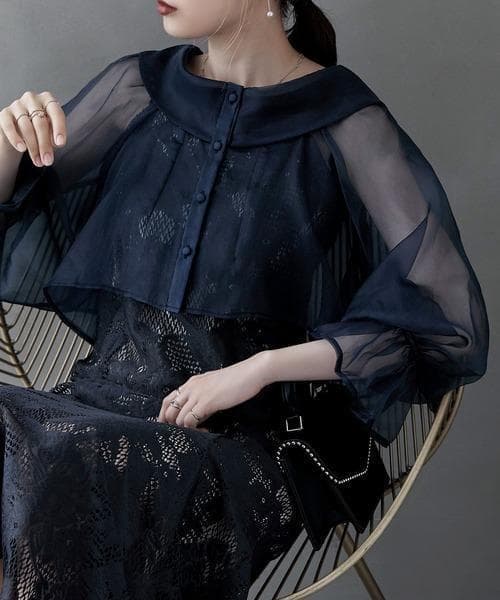 極美品 etoll. エトル シアーブラウス シフォン ボレロ キャミドレス S