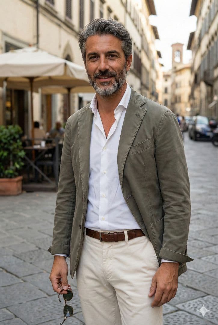 ★ラルディーニ メンズテーラードジャケット 46 綿 カーキ 本切羽