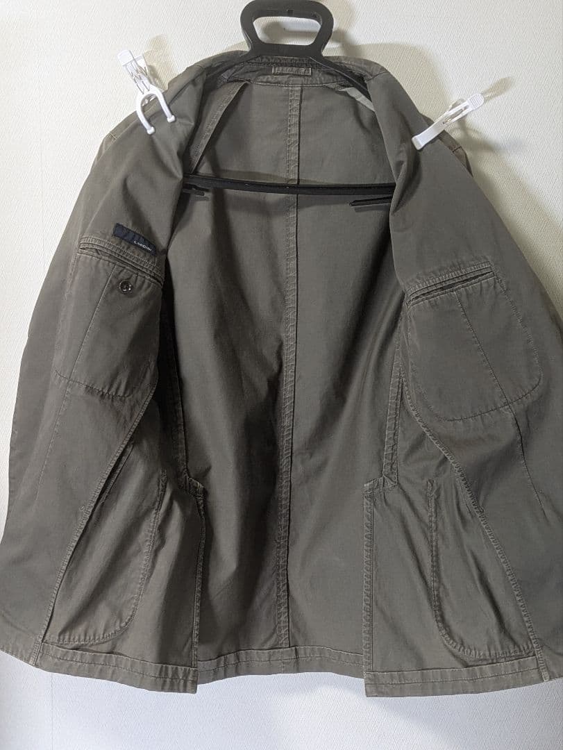 ★ラルディーニ メンズテーラードジャケット 46 綿 カーキ 本切羽