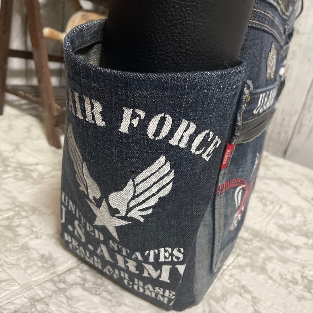 No.524 デニムリメイク　BIGサイズ　肩掛けトートバッグ　インディアン