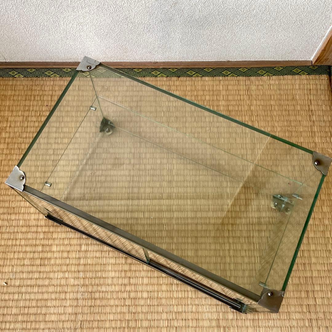 【当時物】全面 ガラスケース 2段 店舗什器 飾棚 店頭 ディスプレイ レトロ