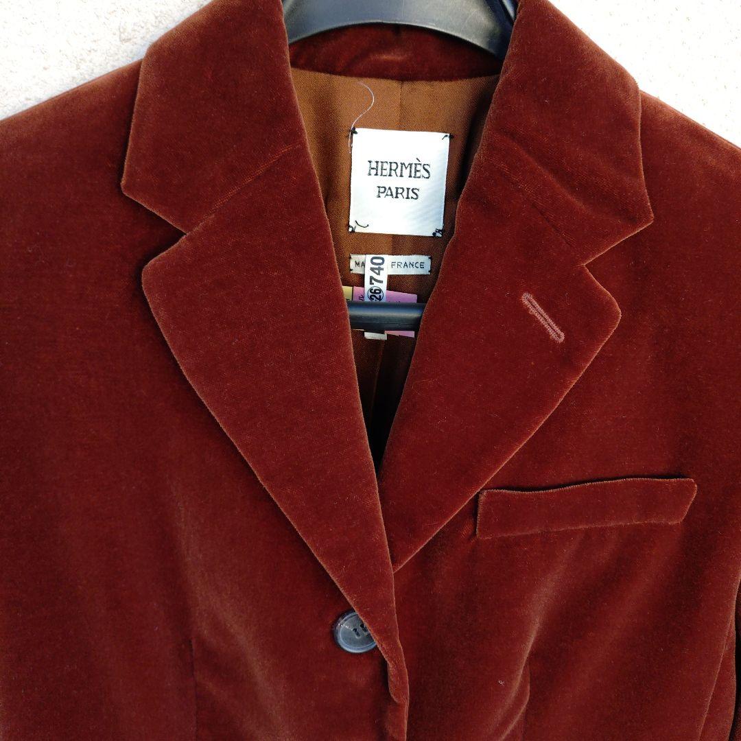 HERMÈS テーラードジャケット 40 バーガンディ