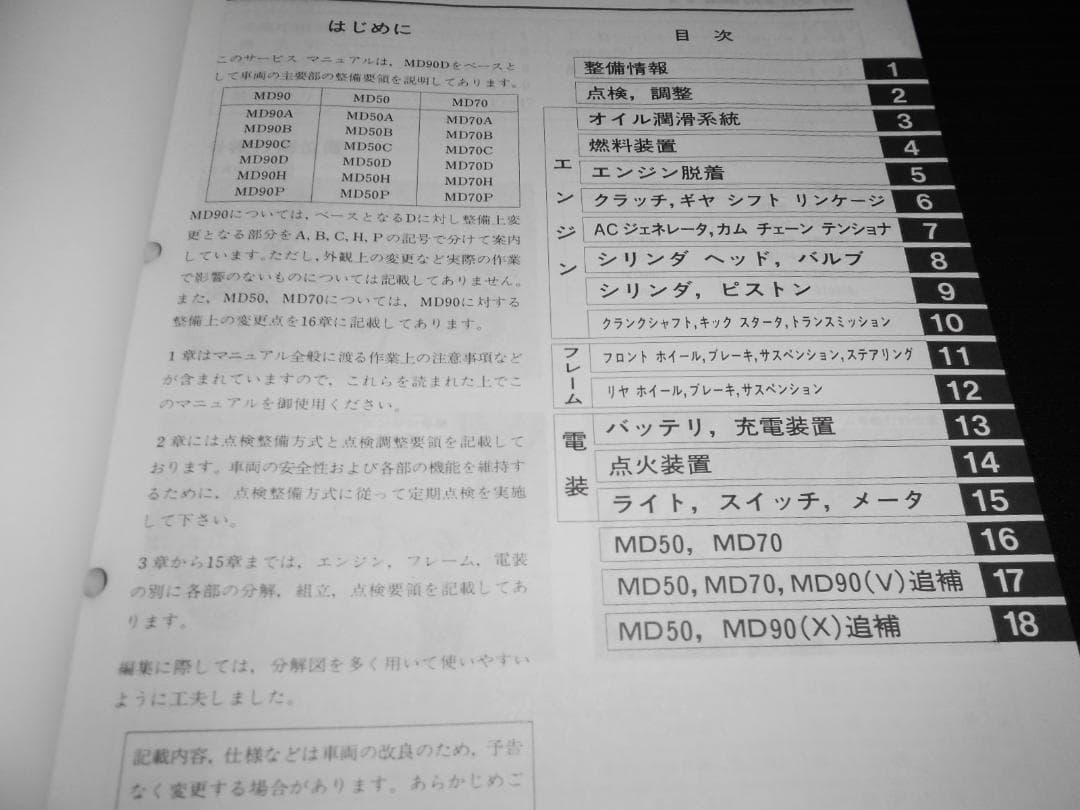 ホンダ スーパーカブデリバリー MD50・MD70・MD90 サービスマニュアル