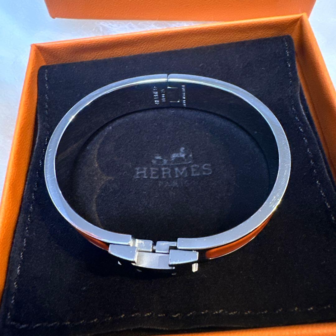 HERMES オレンジ バングル　クリックH エナメルブレスレット