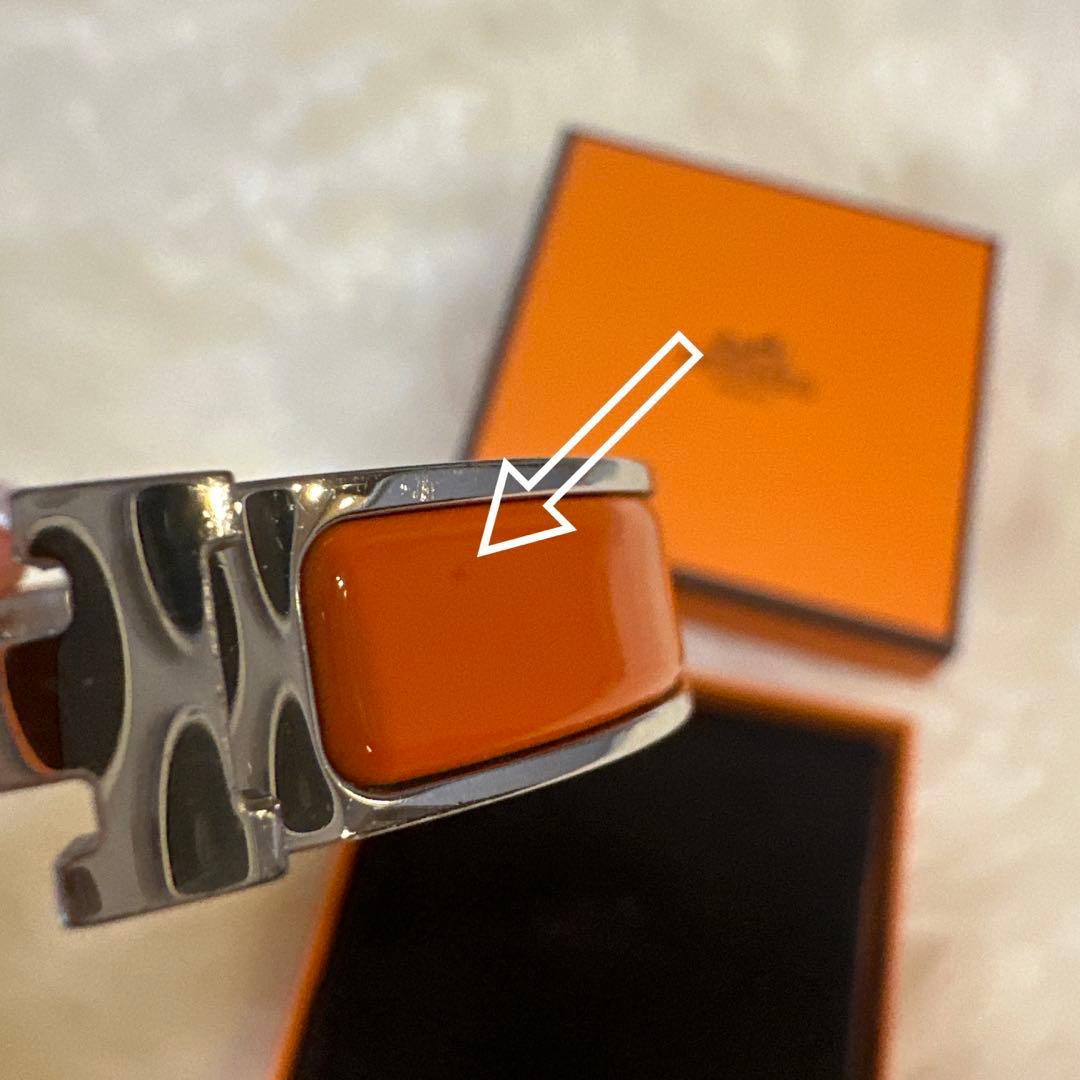 HERMES オレンジ バングル　クリックH エナメルブレスレット
