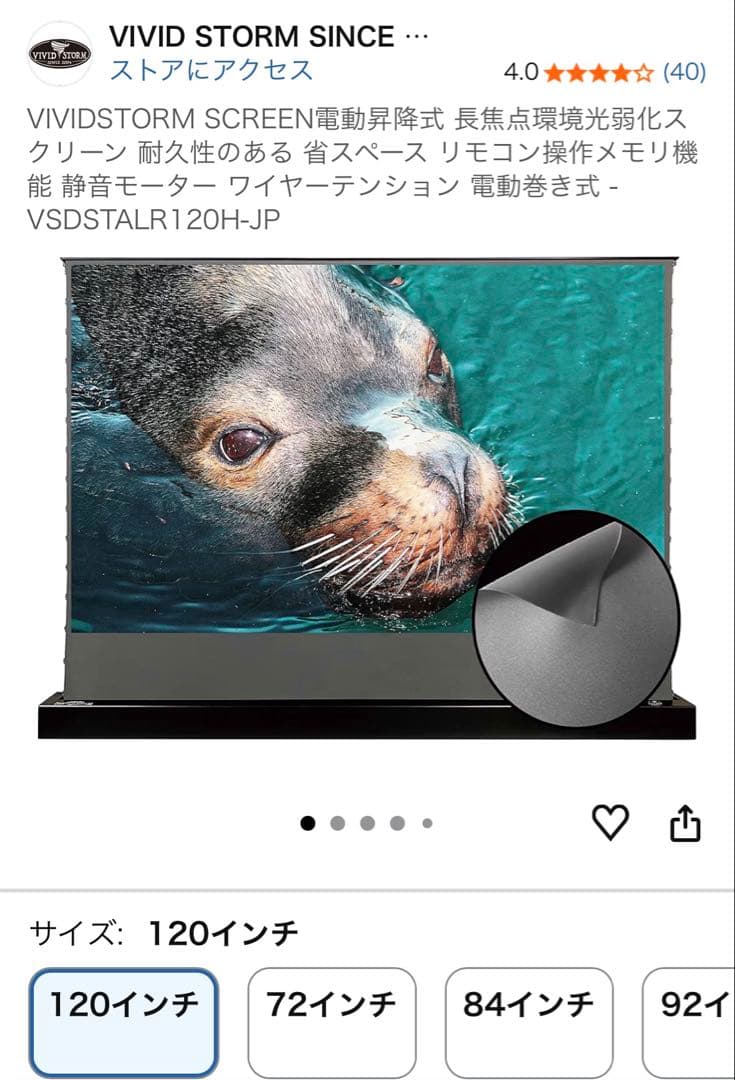 vivid storm 120インチスクリーン
