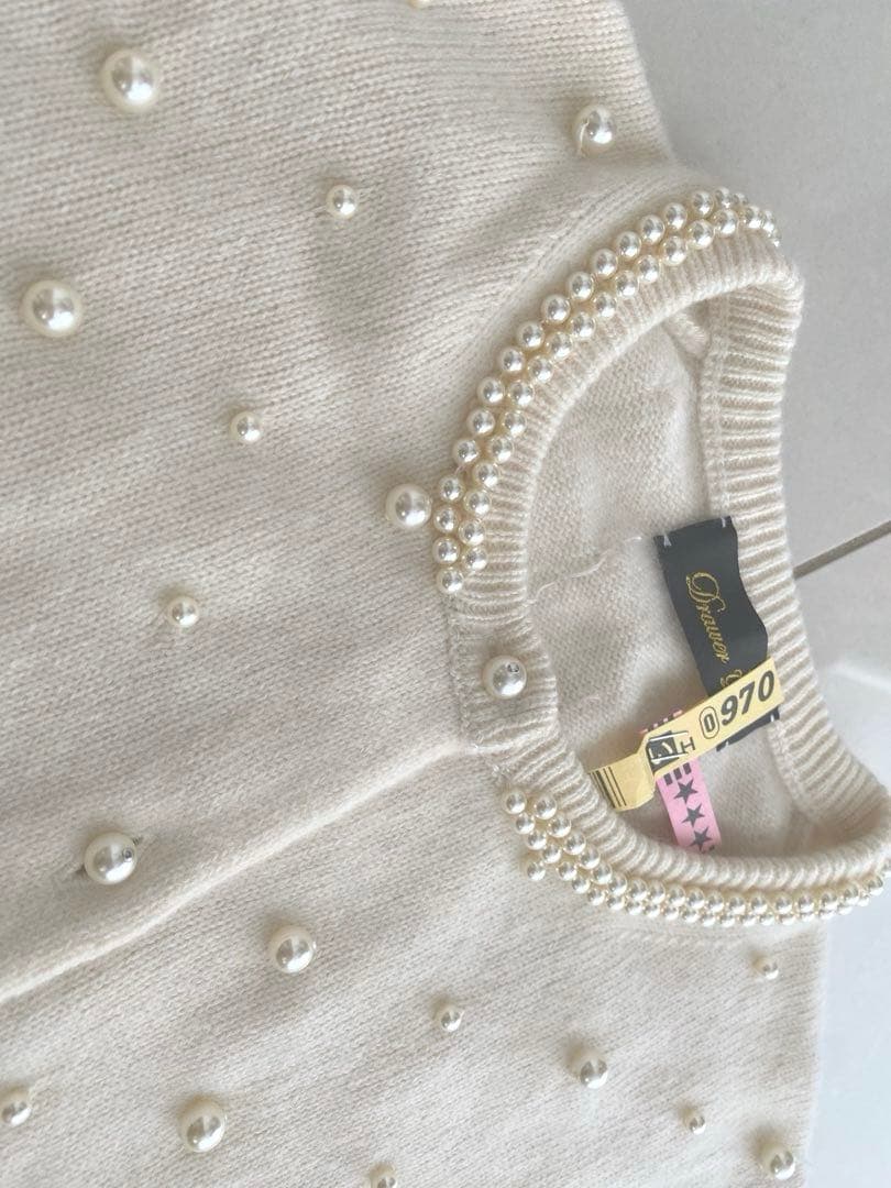 【最終価格！】drawer パール ビーズカーディガン カシミア 定価10万以上