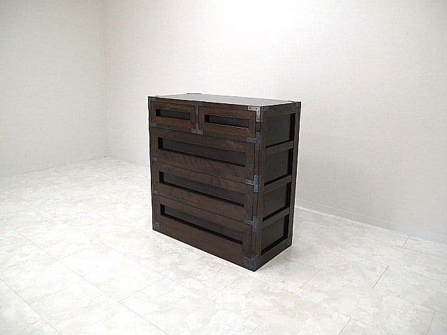 美品 松本民芸家具 507型 ミズメザクラ無垢材 整理箪笥 鉄金具付 約55万