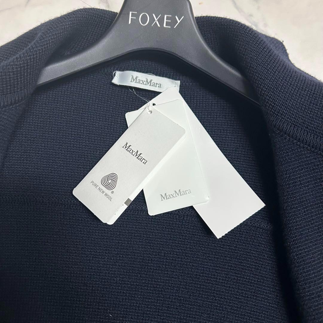♡*様 新品ダグ付 MAX MARA ウール ニットジャケット 紺 M刺繍オーバ