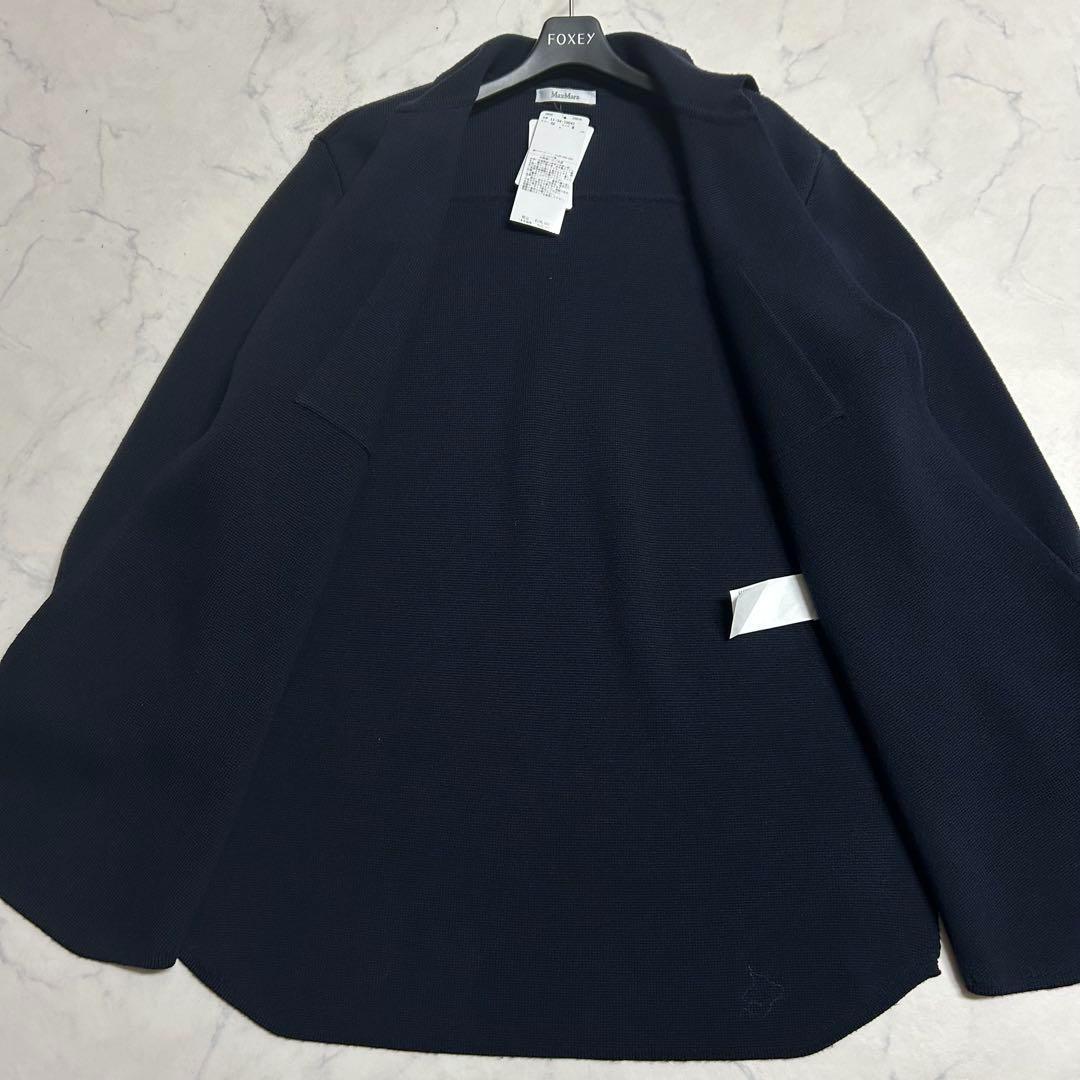 ♡*様 新品ダグ付 MAX MARA ウール ニットジャケット 紺 M刺繍オーバ