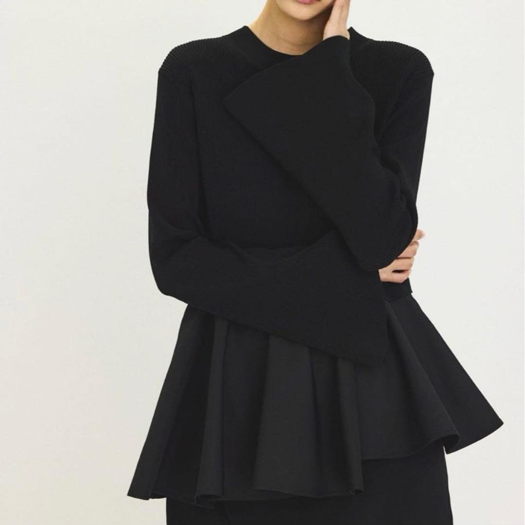 美品　ADAM ET ROPÉ FEMME ペプラムコンビニットワンピース