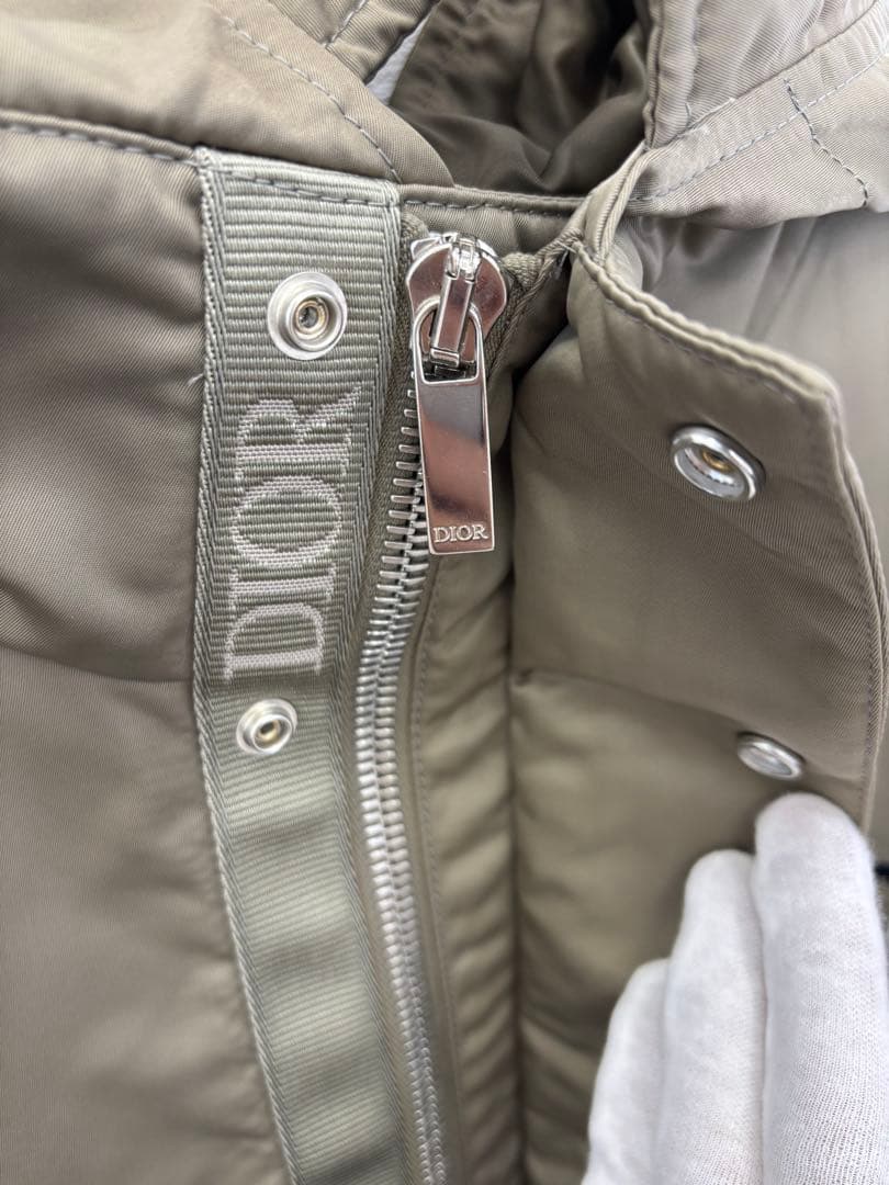 極美品 Dior ディオール 1947刺繍 ナイロン フーデッドコート 48