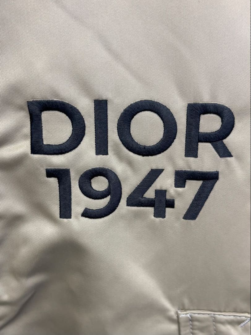 極美品 Dior ディオール 1947刺繍 ナイロン フーデッドコート 48
