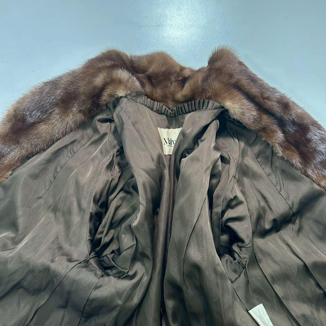 ツヤ◎毛並み◎デミバフミンク ファーコート 丸襟 Aライン　本毛皮　なめし柔らか