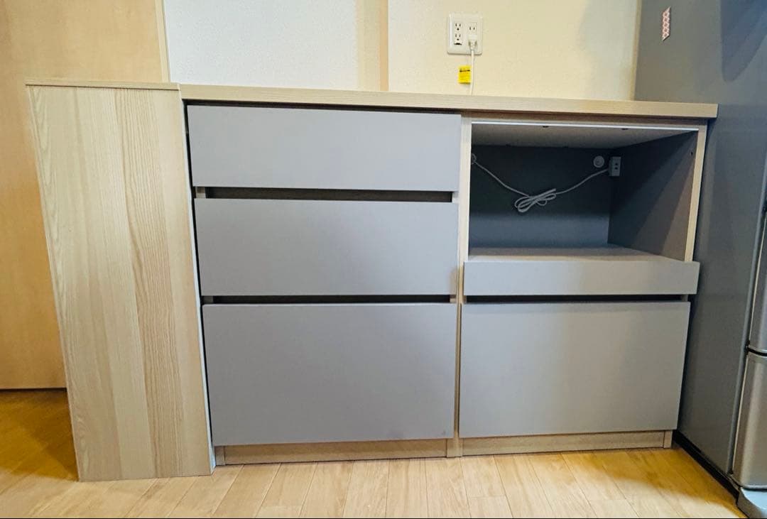 【送料込】Atom カップボード　キッチンボード＋ゴミ箱セット