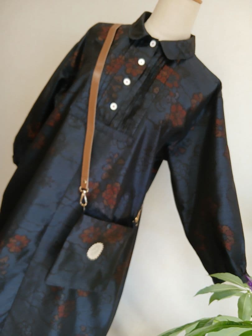 着物リメイク★本場大島紬反物から★ワンピース★&ポシェット