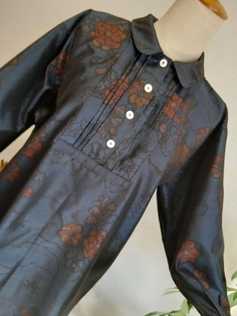 着物リメイク★本場大島紬反物から★ワンピース★&ポシェット