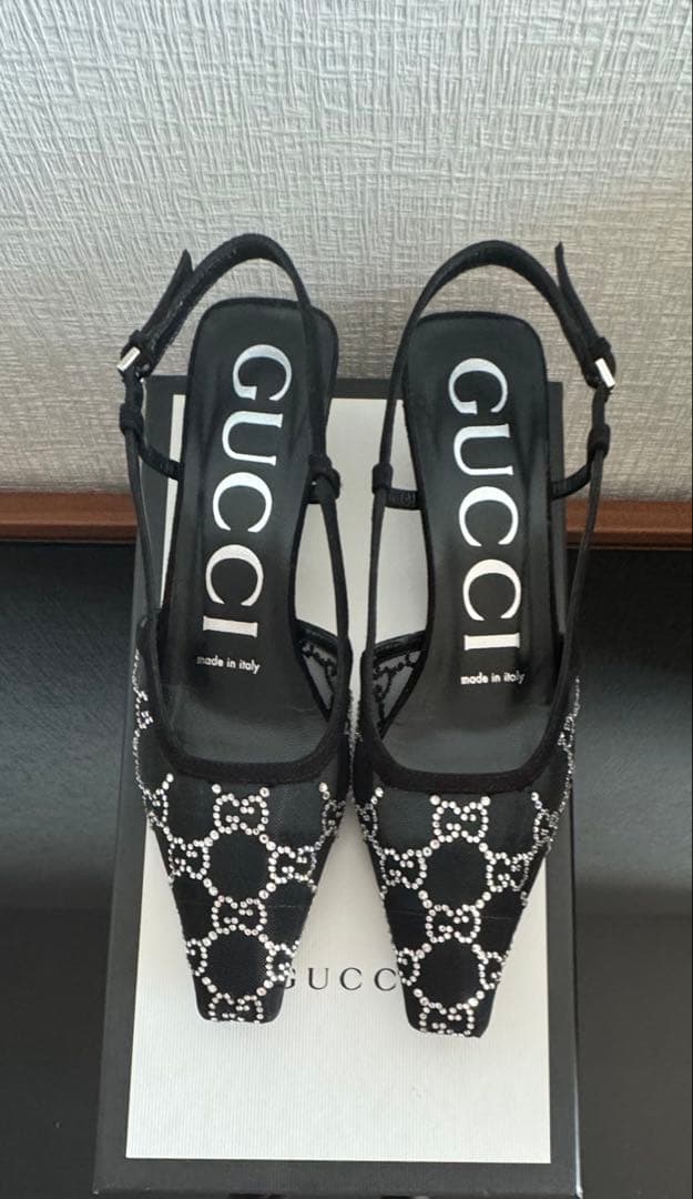 GUCCI GGスリングバックパンプス ブラック
