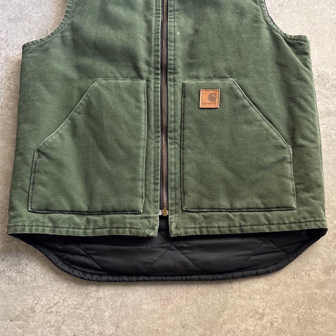carhartt カーハート【S】希少サイズ ダックベスト グリーン 中綿 古着