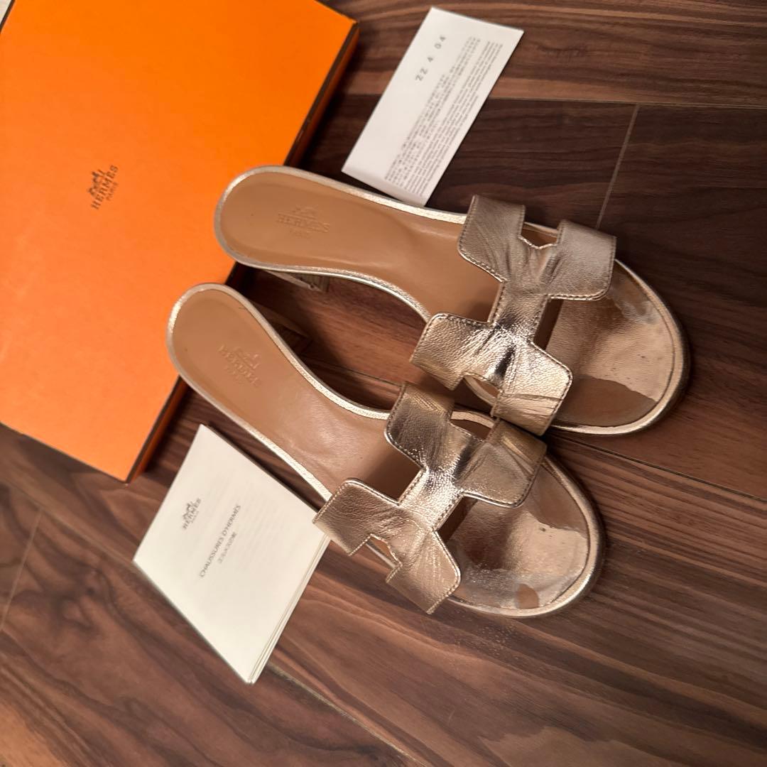 HERMES シルバーサンダル CHAUSSURES D'HERMES