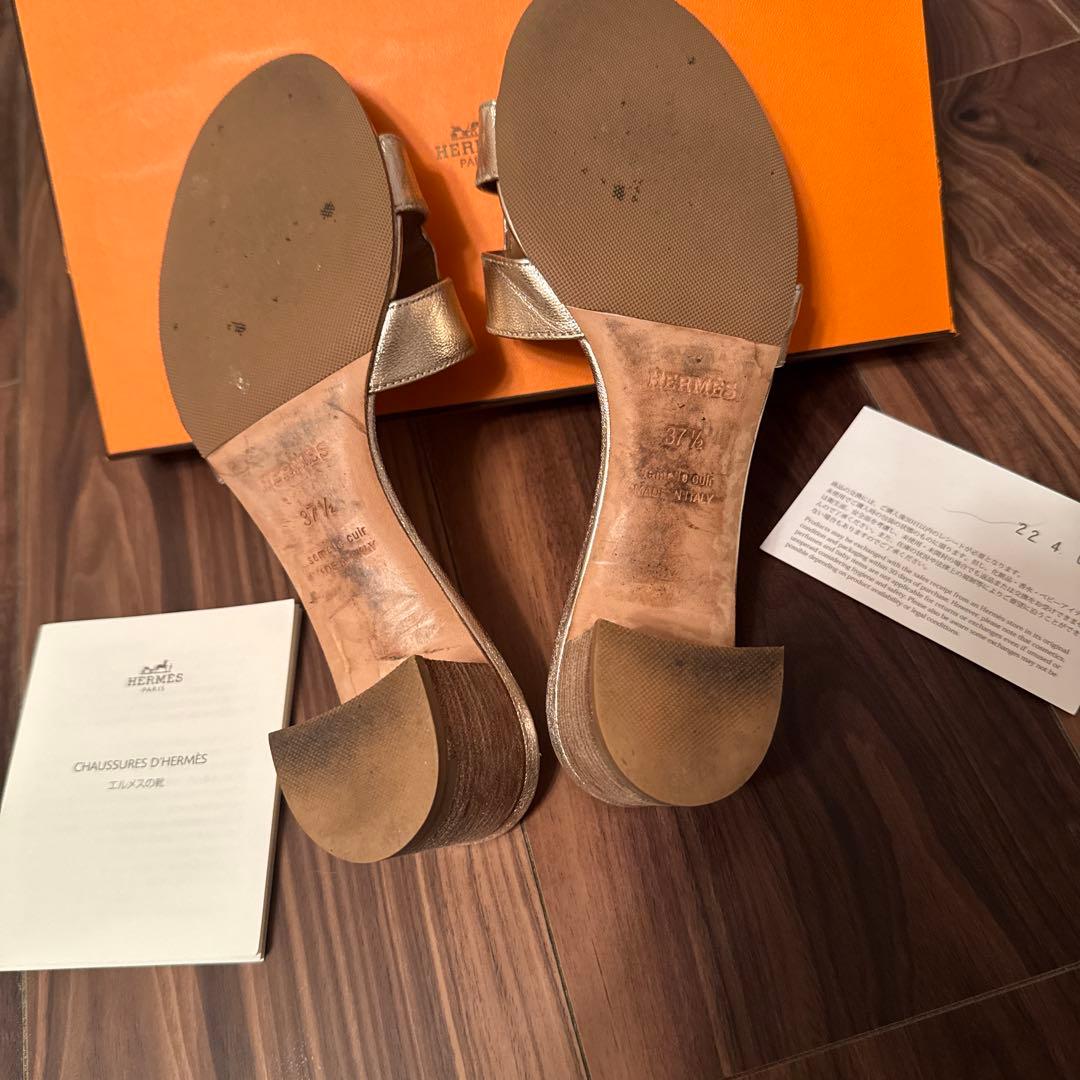 HERMES シルバーサンダル CHAUSSURES D'HERMES