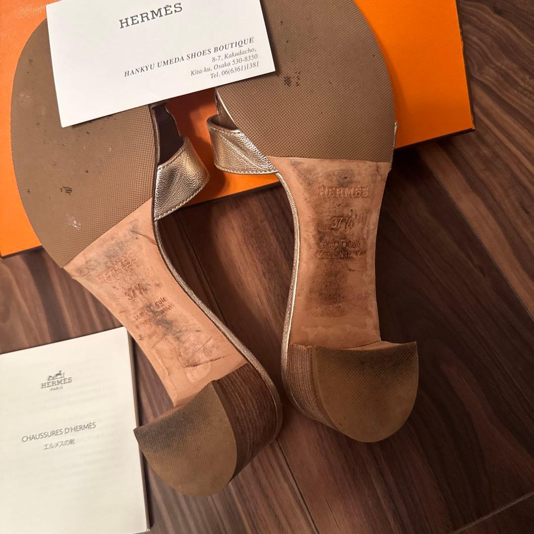 HERMES シルバーサンダル CHAUSSURES D'HERMES
