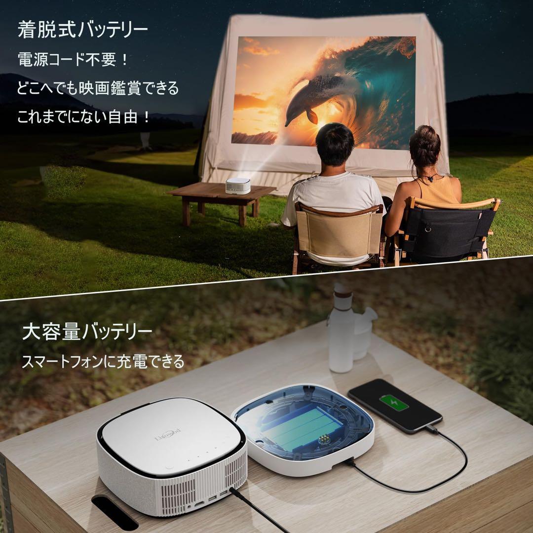 プロジェクター小型　電動フォーカスLisowod 17000lm着脱式バッテリー