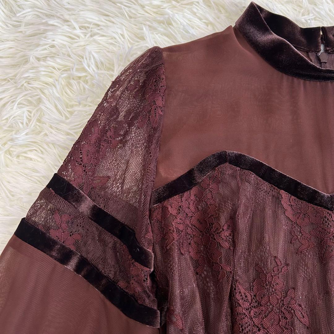 【AMERI】SHEER LACE DRESS シアーレースドレス オケージョン