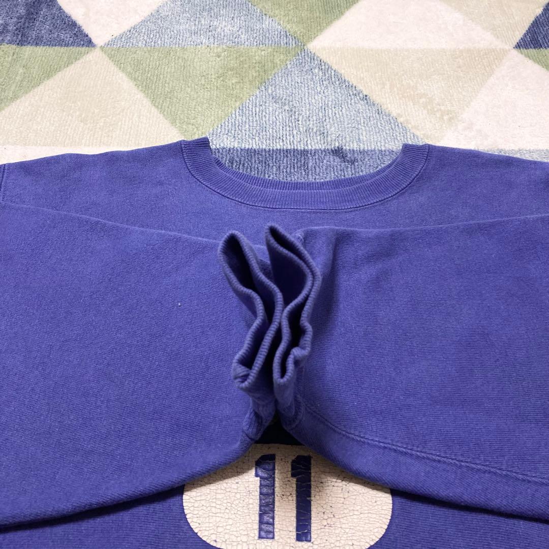 90s Championブルー系三段 リバースウィーブ刺繍タグ XL USA製