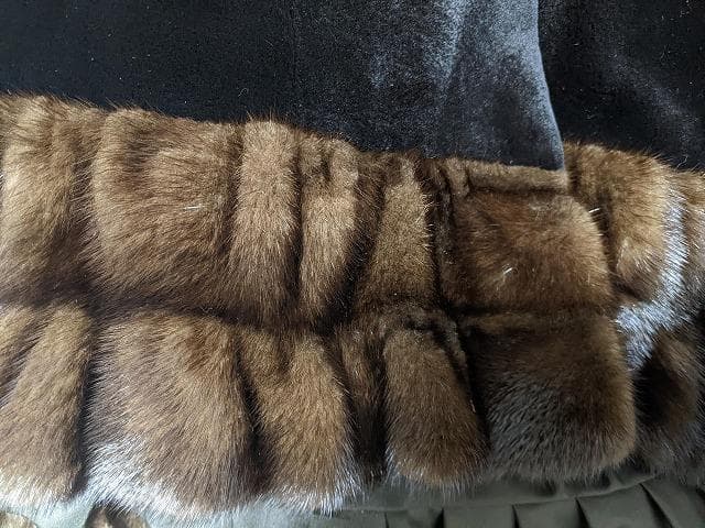 A730 GRES　サガミンク　フリル　シェアードミンク　フレアー　コート