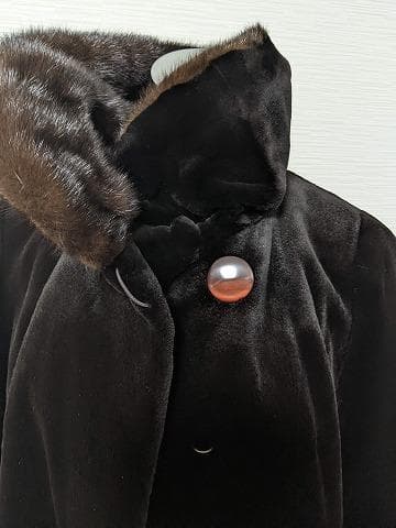 A730 GRES　サガミンク　フリル　シェアードミンク　フレアー　コート