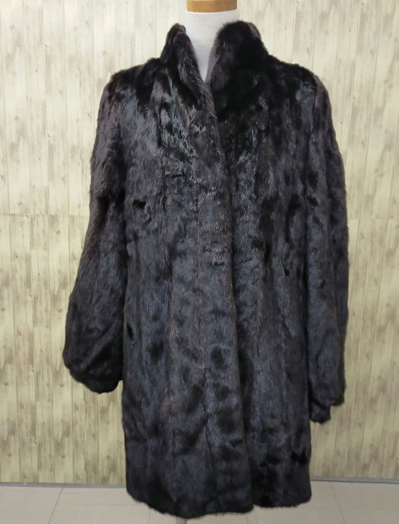 P1-5S/BLACK GLAMA/11/ミンク/毛皮コート