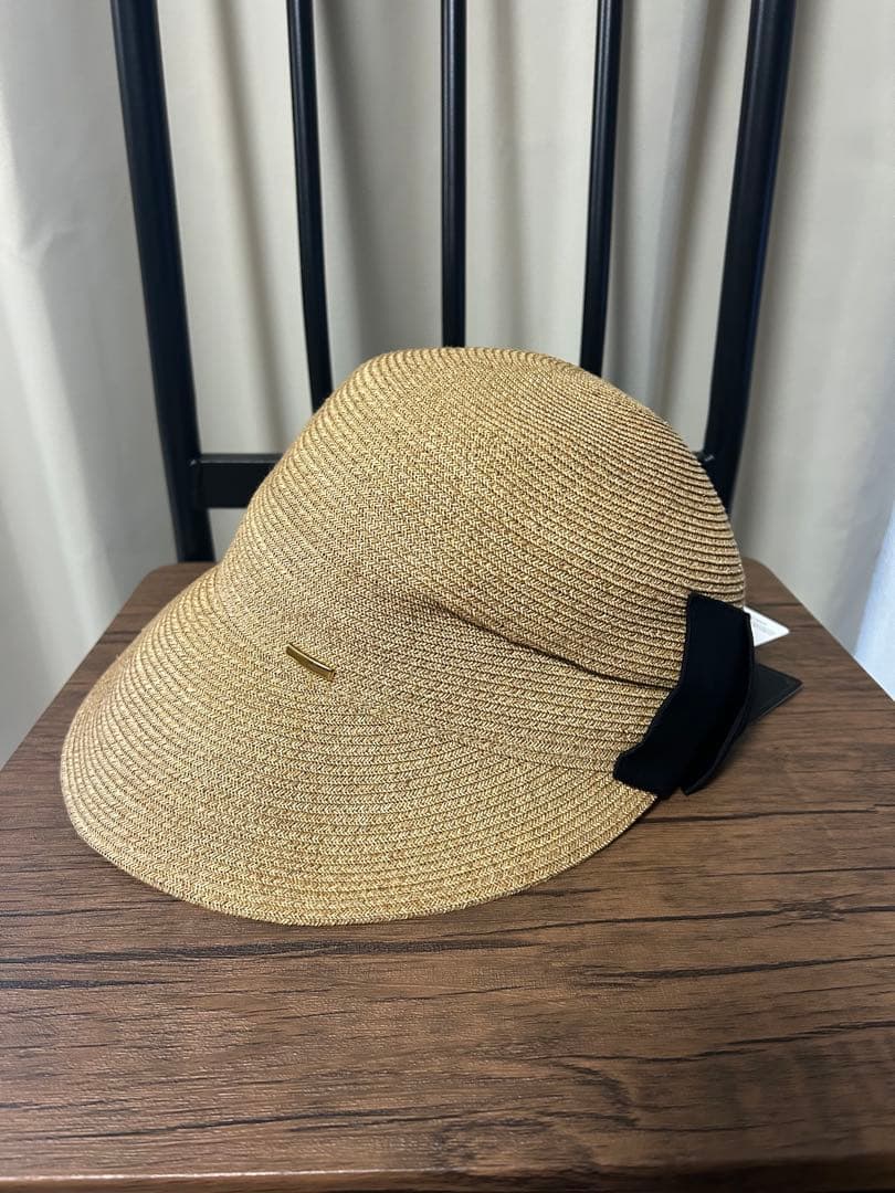 ca4la カシラ　キャスケット　麦わら　リボン付きベージュストローハット　新品