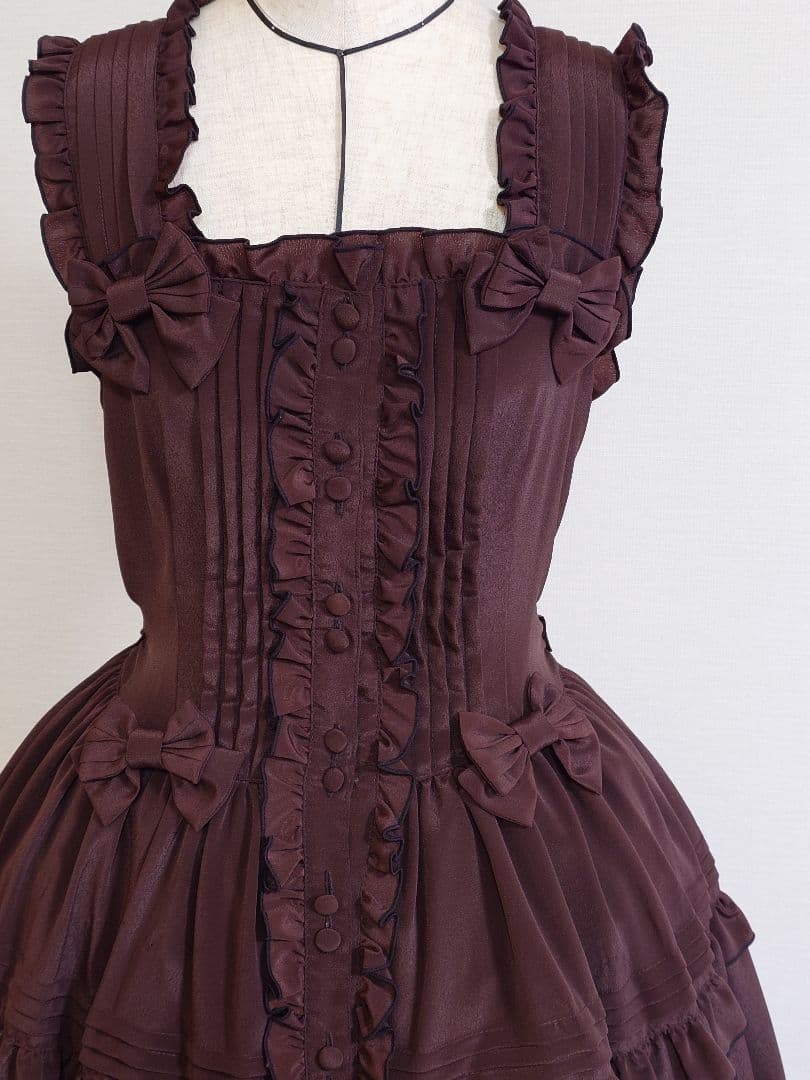 morphose　ピンタックティアードジャンパースカート　ブラウン